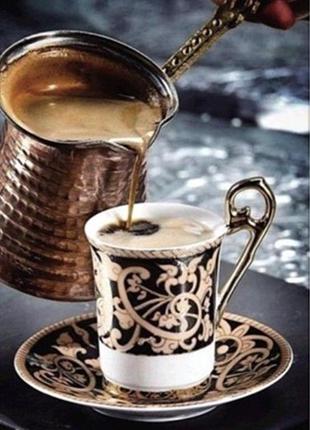 Алмазная вышивка " турка с кофе " кофе,полная выкладка, ,мозаика 5d, наборы 30х40 см