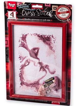 Набір для вишивки хрестиком на канві з рамкою " кохання ", канва, aida, муліне, дитяча творчість, 28,5x19,5 см