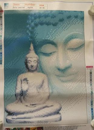Алмазна вишивка "будда", релігія, буддизм, повна викладка, мозаїка 5d, набори 30х40 см2 фото