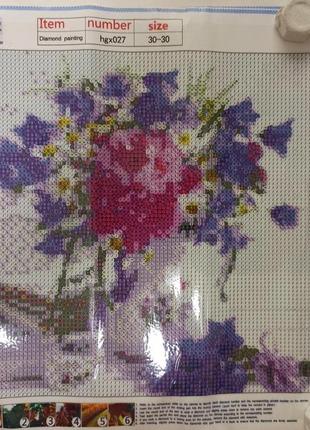 Алмазна вишивка " весняний букет", квіти, букет, повна викладка, мозаїка 5d, набори 30х30 см2 фото