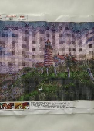 Алмазная вышивка "солнечный маяк у моря", полная выкладка ,мозаика 5d, наборы 30х40 см2 фото