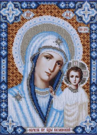 Набор для вышивания бисером икона образ пресвятой богородицы "казанская" частичная выкладка,чехия,21x30 см