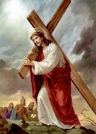 Набір алмазної вишивки ікона "ісус йде на голгофу" повна викладка, ,мозаїка 5d, 30х40 см