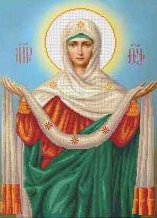 Схема для вышивки бисером "покров пресвятой богородицы " частичная выкладка, заготовка, 31х41 см