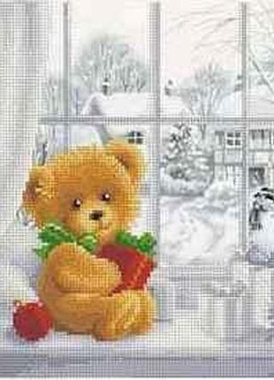 Схема для вишивки бісером " плюшевий ведмедик ", часткова викладка, заготівля, 25х25 см