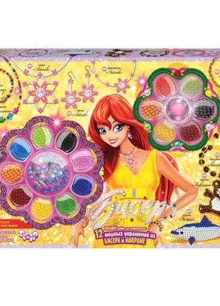 Набір для плетіння браслетів, в коробці 26x36,5x4,5 см, "бісер + фенечка", danko toys