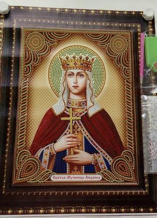 Набір алмазної вишивки "свята мучениця людмила",релігія, часткова викладка ,мозаїка 5d, 47х37 см2 фото