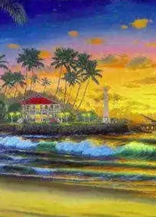 Алмазна вишивка "будинок біля маяка", повна викладка ,мозаїка 5d, набори 30х40 см