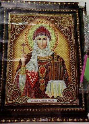 Набір алмазної вишивки " свята княгиня ольга ",релігія, часткова викладка ,мозаїка 5d, 47х37 см2 фото