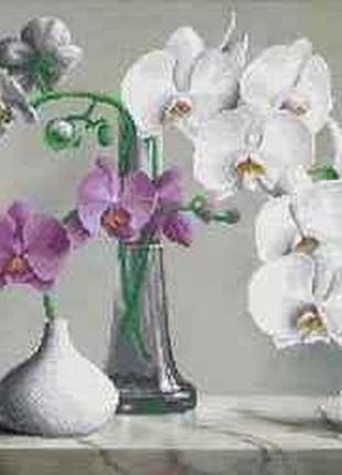 Схема для вышивки бисером  " орхидеи  " частичная выкладка, заготовка, 39х48,5 см1 фото