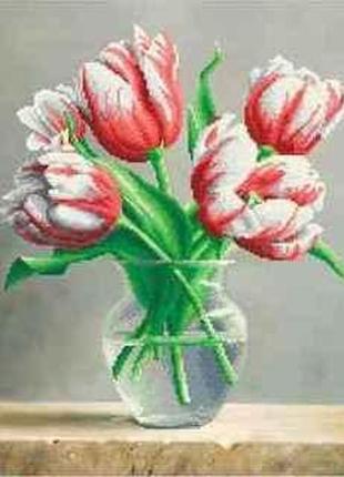 Схема для вишивки бісером  " тюльпани сорбет" часткова викладка, заготівля, 34х41,5 см