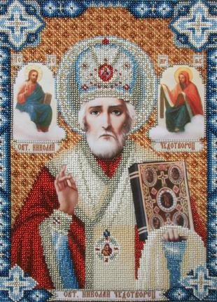 Набір для вишивання бісером "святий миколай чудотворець" часткова викладка, релігія, заготівля, чехія, 21x30 см