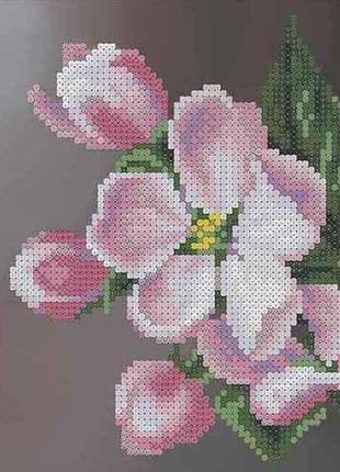 Схема для вишивки бісером " цвітіння яблуні " часткова викладка, заготівля, 17х17 см