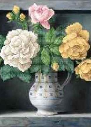 Схема для вишивки бісером " букет троянд" часткова викладка, заготівля, 25х25 см1 фото