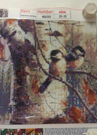 Алмазна вишивка "синиці на березі", ліс, осінь, повна викладка, мозаїка 5d, набори 25х25 см2 фото