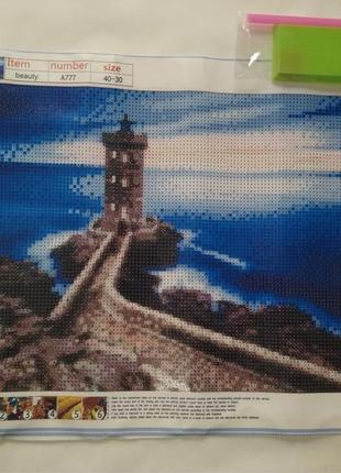 Алмазная вышивка " маяк у моря", полная выкладка ,мозаика 5d, наборы 30х40 см2 фото