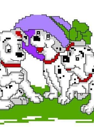 Набір для вишивання нитками хрестом "далматинці" нитки, муліне, канва, голка, канва з малюнком