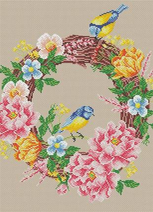 Набір для вишивання нитками хрестом "квіткові аромати" тканина zweigart люрекс aida муліне дмс pony 30x32 см