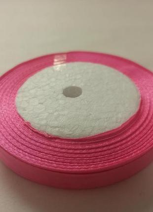 Стрічка атласна рожева 1 см 23м декоративна стрічка, шиття, декор одягу і домашнього текстилю