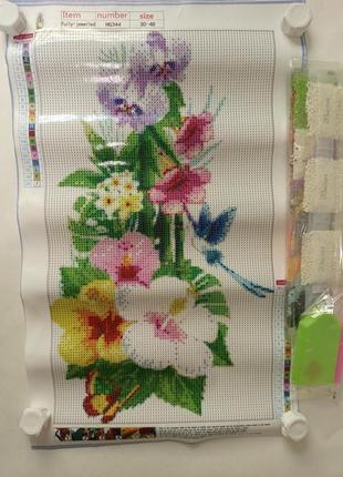 Алмазная вышивка" гибискус и орхидея ",бабочка, цветы,бамбук, сад полная выкладка, мозаика 5d, наборы 30х48 см2 фото
