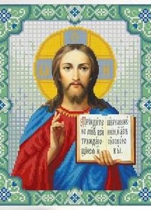 Схема для вышивки бисером " иисус христос  " частичная выкладка, заготовка, 25х31 см