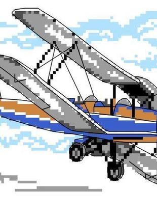 Набір для вишивання нитками хрестом "літак" відпочинок біля моря нитки муліне канва голка канва з малюнком