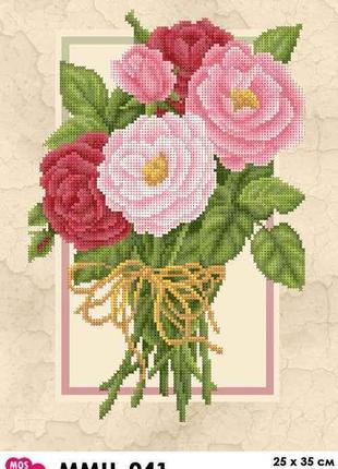 Схема для вишивки бісером " букет троянд" часткова викладка, заготівля, 25х35 см2 фото