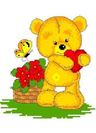 Набір для вишивання нитками хрестом " плюшевий ведмедик " ведмедик тедді нитки муліне голка канва з малюнком