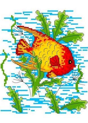 Набор для вышивания нитками крестом " рыбка " нитки, мулине, канва, игла, канва с рисунком1 фото