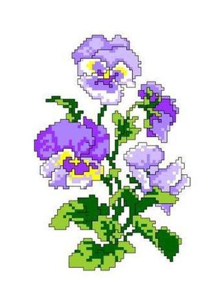 Набір для вишивання нитками хрестом "анютині очі" нитки, муліне, канва, голка, канва з малюнком