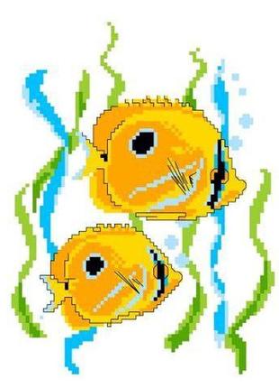 Набор для вышивания нитками крестом " рыбка " нитки, мулине, канва, игла, канва с рисунком