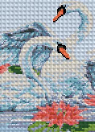 Алмазна вишивка "пара закоханих лебедів" міському озері повна викладка зашивка мозаїка 5d набори 30х40 см1 фото