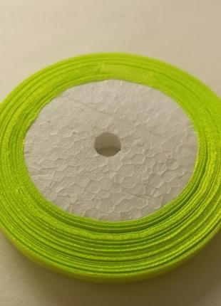 Стрічка атласна салатовий  1 см 23м декоративна стрічка, шиття, декор одягу і домашнього текстилю