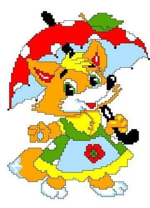 Набор для вышивания нитками крестом " лисичка сестричка " нитки, мулине, канва, игла, канва с рисунком