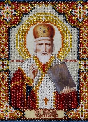 Набор для вышивания бисером "святой николай чудотворец "частичная выкладка,религия,заготовка,чехия,10x12 см