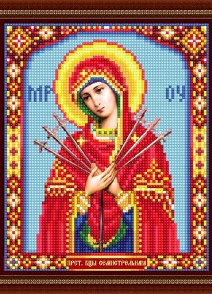 Алмазна вишивка "ікона богородиця семистрільна" релігія бог повна викладка мозаїка 5d набори 23x30 см