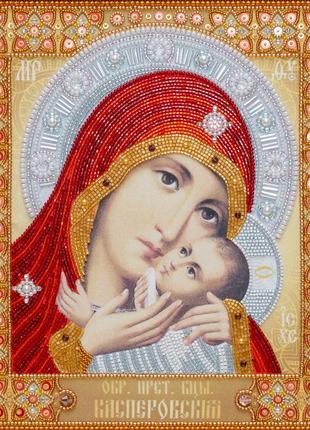 Набір для вишивання бісером "касперовская ікона божої матері" часткова викладка, релігія, заготівля, 28х30 см