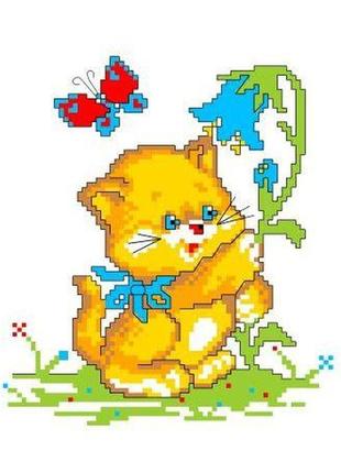 Набор для вышивания нитками крестом " котенок " нитки мулине канва игла канва с рисунком