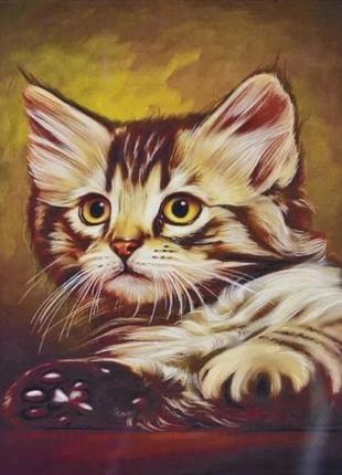 Алмазная вышивка " кот отдыхает на диване " кошка радужный полная выкладка мозаика 5d наборы 30х40 см1 фото