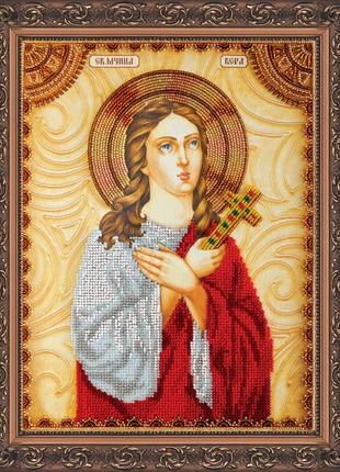 Набір для вишивання бісером на натуральному полотні ікона віра римська свята мучениця часткова викладка 30х23 см