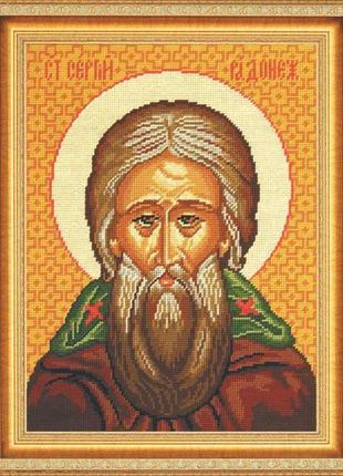 Набір для вишивання хрестиком образ ікона сергій радонезький страмін zweigart madeira муліне 30х40 см