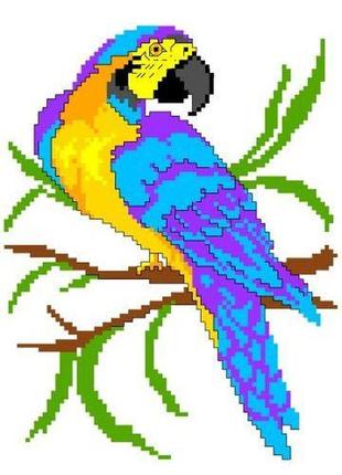 Набор для вышивания нитками крестом " попугай ара " нитки, мулине, канва, игла, канва с рисунком