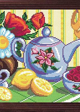 Набір для вишивання хрестиком "чай на кухні" zweigart madeira муліне 25х50 см