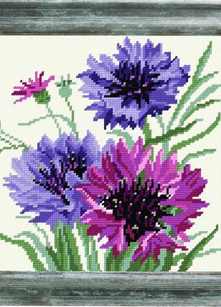 Набір для вишивання хрестиком "васильки" zweigart madeira муліне 25х25 см