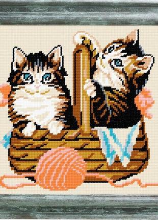 Набір для вишивки хрестиком " кошик кошенят " zweigart madeira муліне 25х25 см