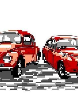 Набір для вишивання нитками хрестом "спортивні машини" нитки муліне канва голка канва з малюнком