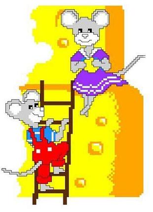 Набір для вишивання нитками хрестом "мишка-норушка" нитки, муліне, канва, голка, канва з малюнком