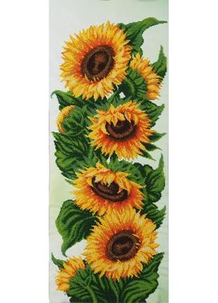 Набір для вишивки бісером "соняшники" букет, квіти, вінтажний, часткова викладка, чехія, 27x68 см