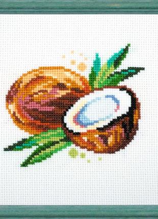 Набір для вишивання хрестиком "кокос" aida madeira zweigart муліне 15х15 см
