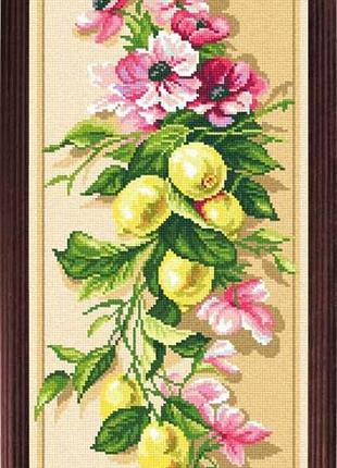 Набір для вишивання хрестиком "лимонна гілка"  zweigart madeira муліне 25х50 см